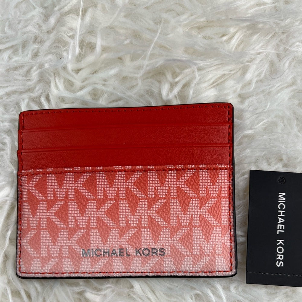 Michael Kors Ombré Coral Logo Card Case Wallet
